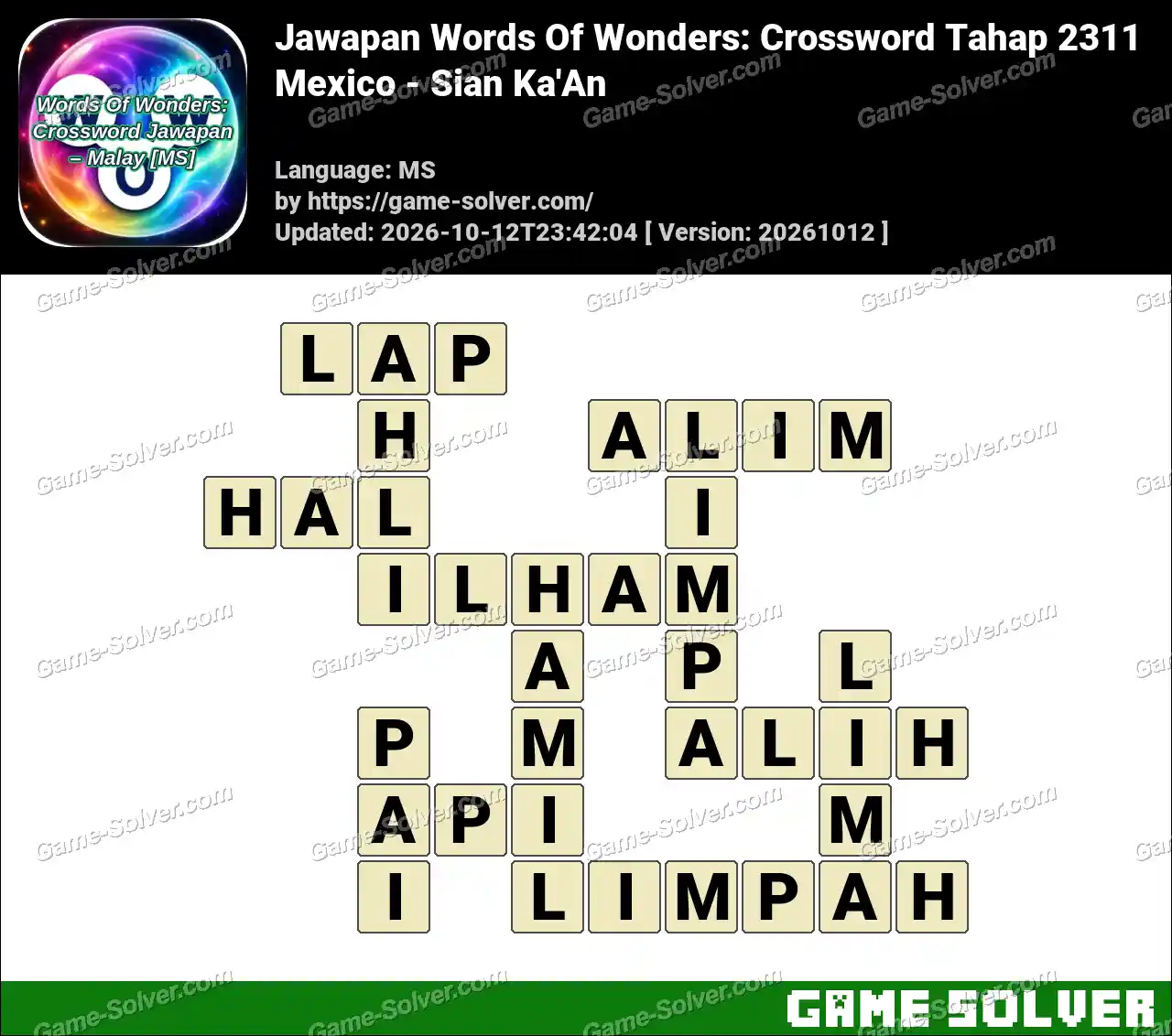 Jawapan Words Of Wonders: Crossword Tahap 2311 – Mexico – Sian Ka’An